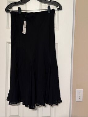 J. Crew Black A-Line Flared Midi Skirt